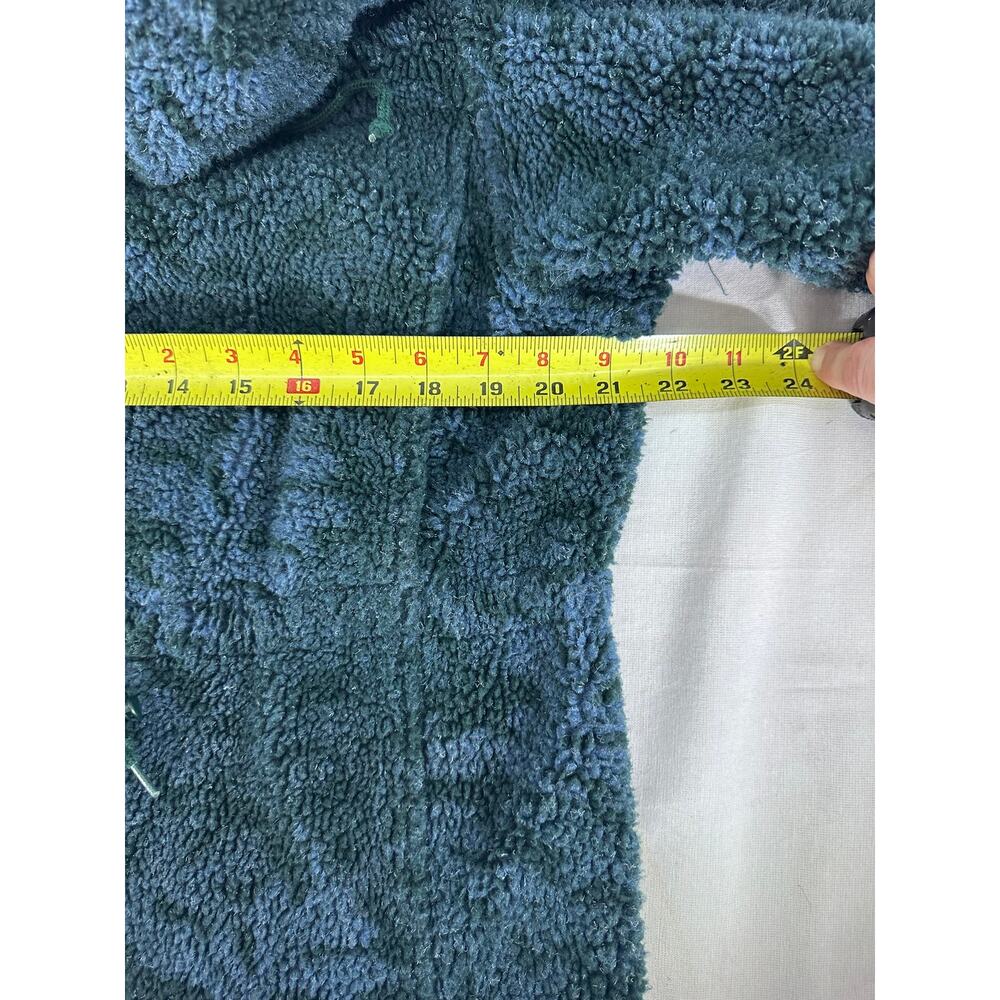 Vintage L.L. Bean Women's sz M Oak Leaf Print Green Blue Fleece Zip Up Hoodie - Picture 4 of 10